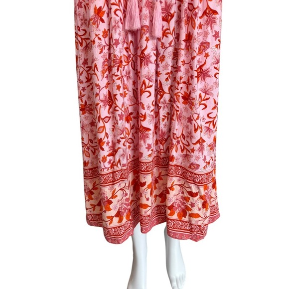 R. Vivimos Pink &‎ Red Tassel Boho Maxi Dress Size S - Picture 6 of 11